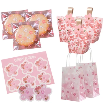 1 упаковка Коробок конфет Cherry Blossom, Многотипных пакетов для печенья, бумажных наклеек Cherry Blossom, подарков на свадьбу, День рождения, упаковочных материалов