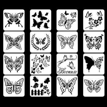 16 шт. для рисования на тему бабочки, наборы трафаретов с изображением ведьмы, летучей мыши, совы и Мо
