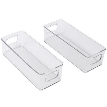 2 ящика-органайзера для холодильника, прозрачная складываемая пластиковая полка для хранения продуктов с ручками для кладовой, кухни