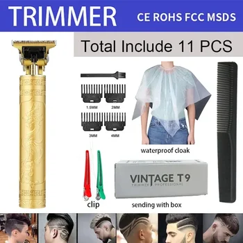 2023 T9 Винтажный Триммер для стрижки волос, Цифровой дисплей, Стрижка бороды, USB-триммер для зарядки, Электрическая машинка для стрижки волос, парикмахерская