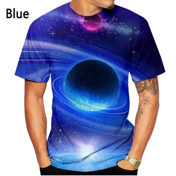 2023 Новая мужская повседневная футболка с 3D-принтом с коротким рукавом и модным рисунком галактики