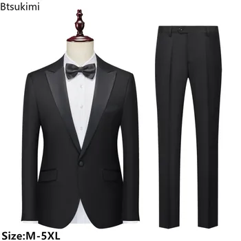 2024, мужские облегающие костюмы в британском стиле, комплекты из 2 предметов, Блейзеры, куртка и брюки, мужские деловые костюмы для джентльменов, костюмы для организаторов свадьбы