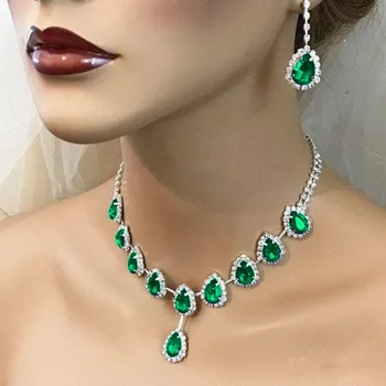 2024 Новое высококачественное ожерелье из зеленого хрусталя, свадебные Блестящие Аксессуары, ювелирные изделия в европейском и американском стиле, индивидуальность