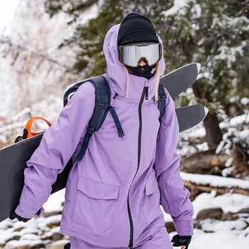 2024 Теплые утолщенные лыжные куртки Открытый горнолыжный костюм Для женщин Зимние виды спорта Водонепроницаемая Ветрозащитная мужская зимняя одежда