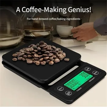 3-5 кг-0,1 г Высокоточные Кофейные Весы с Таймером, Многофункциональные Кухонные Весы, Пищевые Весы, ЖК-Электронные Цифровые Весы