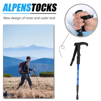 3-секционные палки для скалолазания на открытом воздухе, телескопическая походная палка из алюминиевого сплава, нескользящая ручка для пожилых альпинистских инструментов
