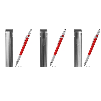 3X Карандаш для сварки с 36 шт серебряными полосками, металлический маркер, механические сварочные карандаши для трубок, изготовление, красный