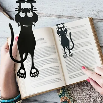 3шт Кавайных закладок с черным котом для книг 3D Пластиковая Стереографическая книжная метка с животными для подарков ученику учителю Креативные канцелярские принадлежности