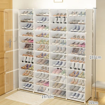 4x12 стеллажей для хранения обуви, пластиковая коробка для кроссовок, полка-органайзер, шкаф для обуви в прихожей