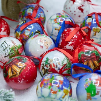 8 см Рождественская Елка Декор Мяч Безделушка Печатных Рождественская Вечеринка Подвесной Шар Орнамент для Дома Рождественские Украшения