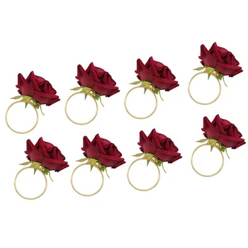 8 шт./лот, кольца для салфеток с романтическими розами, пряжка для салфеток из сплава, держатель для свадебных приемов, подарки, украшение праздничного банкета