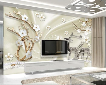 Beibehang Обои на заказ jewels metal elk 3d гостиная спальня телевизор 3D обои украшение дома фреска обои для стен 3d