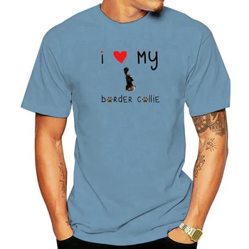 I Love my Border Collie Dog Harajuku Женская футболка с забавным принтом Для девочек Y2K Harajuku Basis Белая Рубашка С круглым вырезом, Короткая
