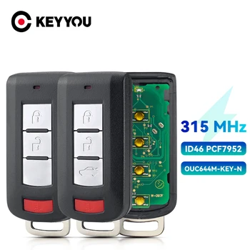 KEYYOU С Аккумулятором Keyless go Remote Автомобильный Ключ 315 МГц ID46 PCF7952 для Mitsubishi Lancer Outlander 2008-2016 OUC644M-KEY-N