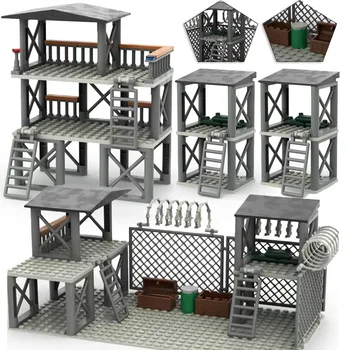 MOC Современная военная база Сторожевая башня Комплект строительных блоков Чистая тюрьма Кирпичи Игрушки Подарок для мальчиков
