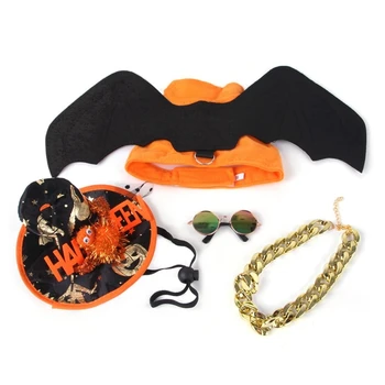 W3JA Забавная шляпа ведьмы с ожерельем, солнцезащитными очками и ремнем безопасности для косплея на Хэллоуин