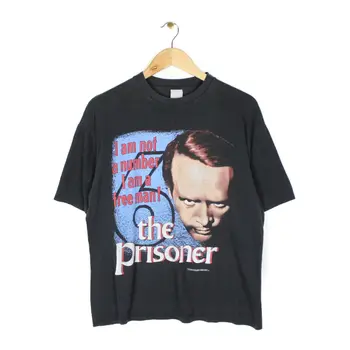 Винтажная футболка с изображением заключенного № 6 1992 года с круглым вырезом и коротким рукавом - S