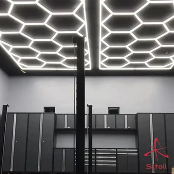 Высококачественная сотовая автоматическая подсветка для мастерской, гаража, потолочные шестиугольные светодиодные фонари 2,4 * 4,8 М