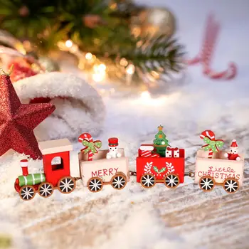 Деревянный Рождественский поезд, игрушечная декоративная статуэтка для украшения дома, Рождественский поезд для фестиваля, Домашняя витрина, вечеринка