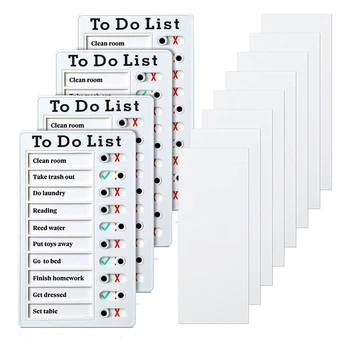 Доска для заметок со списком дел из 4 предметов Съемная Доска объявлений Пластиковый Контрольный список для дома на колесах Доска для личного расписания с 8 карточками