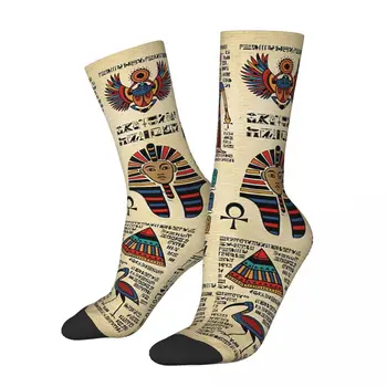 Египетские иероглифы и божества на папирусе Древний Египет Египетские зимние носки унисекс Велосипедные Счастливые носки Уличный стиль Crazy