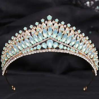 Женская корона из сладкого опала в стиле барокко DIEZI, королева свадьбы, красные, зеленые, синие, хрустальные Свадебные диадемы, корона, повязки на голову, Аксессуары для платья