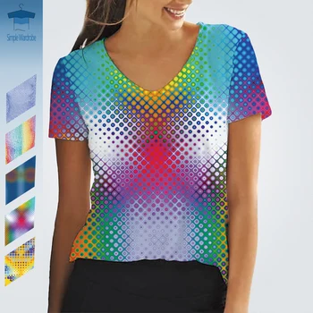 Женская футболка SW 3D с V-образным вырезом и коротким рукавом, сексуальные топы из полиэстера с графическим популярным индивидуальным рисунком одежды, яркая уличная одежда