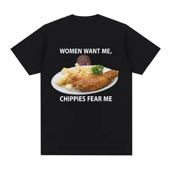Женская футболка Want Me Chippies Fear Me Meme, Мужская одежда, Модные Винтажные футболки с коротким рукавом, Хлопковая Повседневная футболка Harajuku