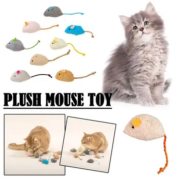 Забавная плюшевая игрушка для кошек, мягкие твердые интерактивные мыши, мышиные игрушки для забавных котенков, домашних кошек, играющих в обучающие игры с царапинами, принадлежности для игр J3U4