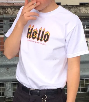 Забавная футболка Hello Flame Унисекс, мужская футболка с рисунком на Tumblr, уличный стиль, повседневные белые топы, классные