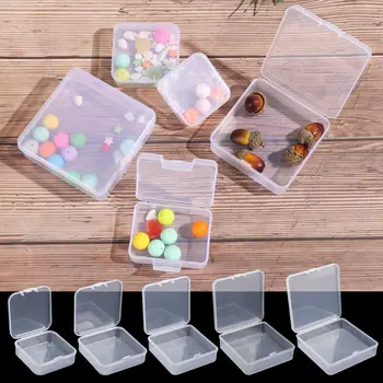 Квадратная Пластиковая Прозрачная коробка для хранения ювелирных изделий, бусин, рыболовных инструментов, аксессуаров, мелочей, органайзера для мелочей