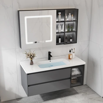 Керамический Встроенный шкаф для ванной комнаты, Умывальник для лица, Комбинированный шкаф для умывания, Умный Зеркальный шкафчик