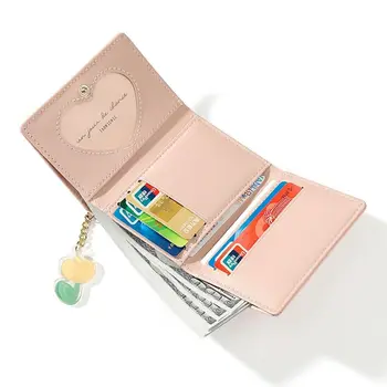 Клатч-клипса с рисунком тюльпана, несколько отделений для карт, сумка в сложенном виде, короткий кошелек для монет, зажим для кредитных карт, женский кошелек, держатель для карт