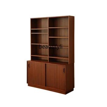 Комбинированный книжный шкаф из массива дерева средней древности для гостиной, домашнего напольного хранения, Книжной полки, офисного стеллажа для хранения, Витрины