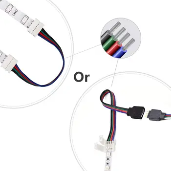 Комплект разъемов для светодиодной подсветки, 10 мм разъем RGB LED Включает 10 разъемов L-образной формы, удлинительный кабель для светодиодной ленты длиной 2 м