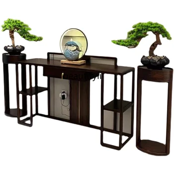 Консольные столики в новом китайском стиле, Консольная стена из массива дерева, длинный узкий стол, антикварный шкаф в прихожей, Алтарь, столик для курильницы