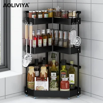 Кухонная стойка для приправ AOLIVIYA, полка для бутылок с приправами, Треугольная угловая столешница, Многослойный стеллаж для хранения посуды