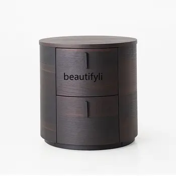Легкая роскошь, современный Простой ореховый цвет, круглый прикроватный столик для спальни Без установки в шкаф в скандинавском минимализме