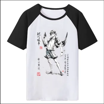 Летняя модная футболка для мужчин и женщин, футболка для рисования тушью с коротким рукавом и круглым вырезом, уличная футболка, топ