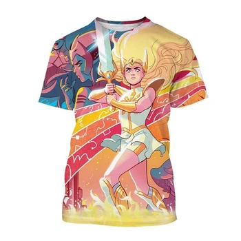Лидер продаж, футболка с 3D принтом из японского мультяшного Аниме She-Ra и Princess of Power, Модная Повседневная футболка в стиле Хип-хоп, Забавная Детская футболка Унисекс