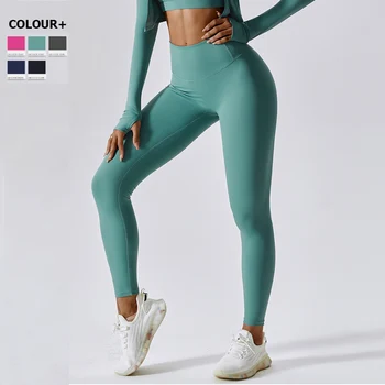 Маслянистые Мягкие штаны для йоги Женские однотонные леггинсы для спортзала с высокой талией, супер эластичные Сексуальные колготки для бега с подтяжкой ягодиц