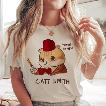 Милый кот в стиле досуга, мода 90-х, графическая футболка, топ, модная женская футболка с коротким рукавом и принтом, Летняя весенняя одежда с принтом