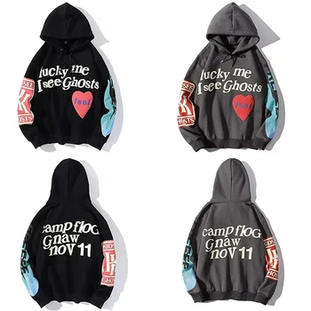 Мода для взрослых Kanye Lucky Me I See Ghosts Модные хип хоп Толстовки с капюшоном Пуловеры Толстовки Топы для мужчин Женщин подростков на Хэллоуин