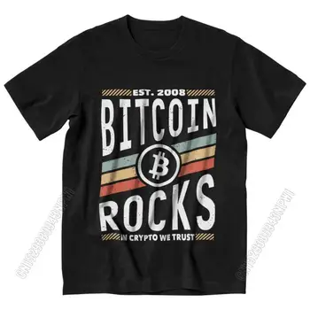 Мужская футболка с биткоинами в стиле ретро, хлопковые футболки, крутые футболки от дизайнера Crypto We Trust Rock, футболки больших размеров, одежда больших размеров