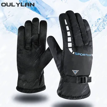 Мужские зимние теплые перчатки для катания на лыжах, бега, мотоцикла, велоспорта, перчатки для верховой езды, флисовые утолщенные теплые нескользящие перчатки с полными пальцами