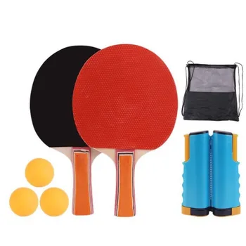 Набор ракеток для настольного тенниса, портативный телескопический набор лопаток для пинг-понга с выдвижной сеткой, 3 мяча, прочный набор для семейных игр.