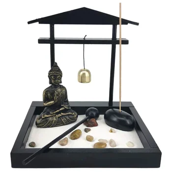 Настольный Песчаный сад, Статуя Медитирующего Будды, Мини-садовый набор для песка, Офисный декор