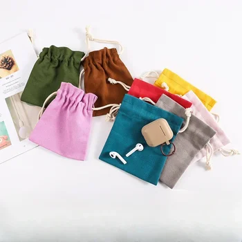 Небольшие свежие хлопчатобумажные мелочи для хранения мелочи карман на шнурке Мешок для пыли холщовый карман для переноски сумки