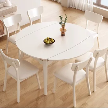 Небольшой водонепроницаемый стол для гостиной, круглый мобильный Складной обеденный стол, белый скандинавский дизайн, мебель для ресторана Esstisch