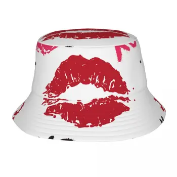 Новая Мода Ведро Шляпы Рыбацкие Кепки S Для Женщин Мужчин Gorras Летняя Мода Глянцевый Поцелуй Губы Отпечаток Рта Румяна Губы Красные Губы